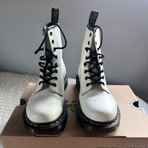 Dr. Martens White Boots with Black Laces
